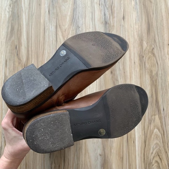 ARTURO CHIANG Brown Leather Tall Heeled Boots - Size 7 - Picture 7 of 11